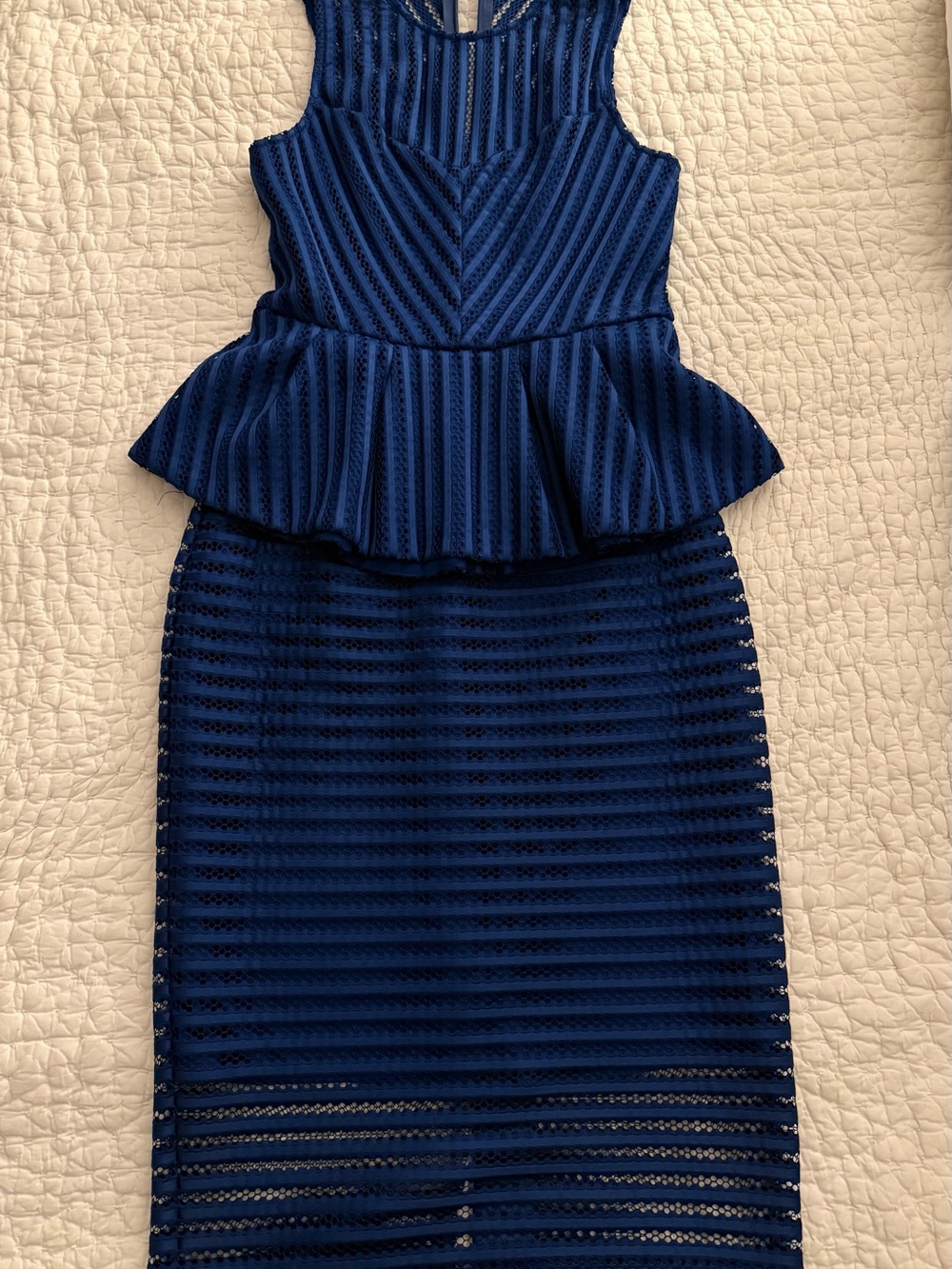 New York & Company Royal Blue Sleeveless Peplum Top and Skirt Set